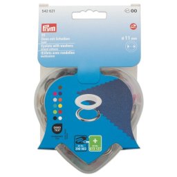PRYM színes fém ringlikészlet, szív dobozban, 11mm, 55 db, 542621