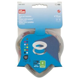 PRYM színes fém ringlikészlet, szív dobozban, 14mm, 44 db, 542622