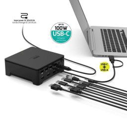 PORT dokkolóállomás 8in1, USB-C/A, 2x 2K, dual video, HDMI, Ethernet, 3, 5mm-es csatlakozó
