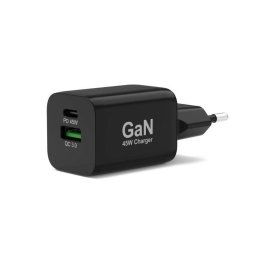 PORT hálózati töltő USB-C és USB-A csatlakozóhoz, 45 W, fekete