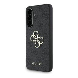 GUESS PU 4G METAL LOGO CASE műanyag telefonvédő (ütésállóság, bőr hatású hátlap) SÖTÉTSZÜRKE Samsung Galaxy A36 5G (SM-A366)