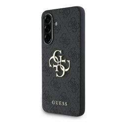 GUESS PU 4G METAL LOGO CASE műanyag telefonvédő (ütésállóság, bőr hatású hátlap) SÖTÉTSZÜRKE Samsung Galaxy A56 5G (SM-A566)
