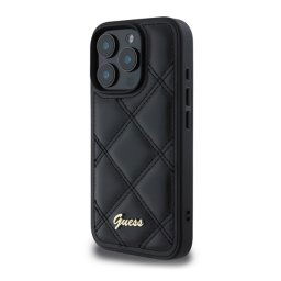 GUESS PU LEATHER QUILTED szilikon telefonvédő (ütésállóság, bőr hatású hátlap, rombusz) FEKETE Apple iPhone 16 Pro Max