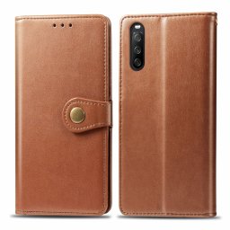 LEATHER BUCKLE Pénztárca tok Sony Xperia 10 III barna