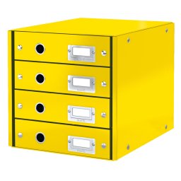 LEITZ Click&Store fiókos doboz, 4 fiók, sárga színű
