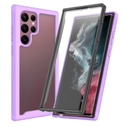 DUAL Kétoldalas burkolat Samsung Galaxy S22 Ultra 5G lila fóliával