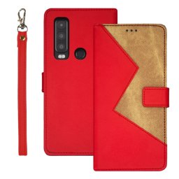 IDEWEI KÉTSZÍNŰ pénztárca tok CAT S75 piroshoz