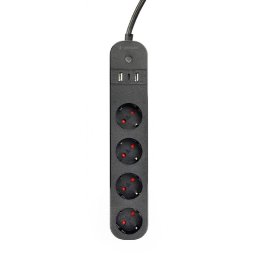 Okos hosszabbítós elosztó 4 aljzat USB/USB-C wifi fekete Gembird (TSL-PS-S4U-01)