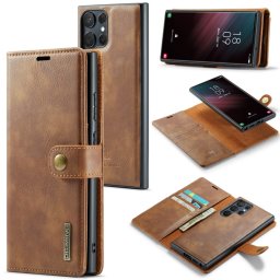 DG.MING Wallet tok 2 az 1-ben Samsung Galaxy S23 Ultra 5G barna színben