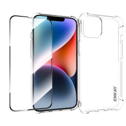 ENKAY SET Átlátszó tok + 3D védőüveg Apple iPhone 14