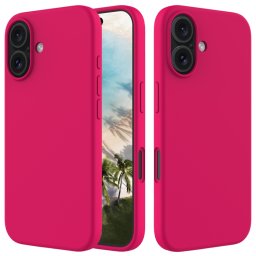 RUBBER Védőhuzat Apple-hoz iPhone 16 sötét rózsaszín