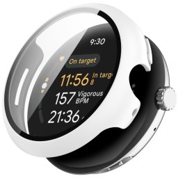 PC FULL COVER Műanyag borítás üveggel Google Pixel-hez Watch 3 45mm fehér