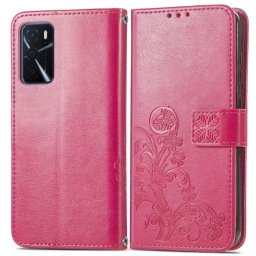 ART Pénztárca borító Oppo A16 / Oppo A16S FLOWER sötét rózsaszínnel