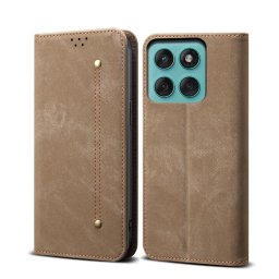 DENIM Pénztárca tok Motorola Edge 60 / Edge 60 Fusion szürkésbarna színben