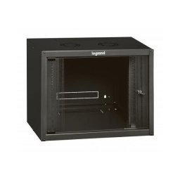 Legrand Rackszekrény - 19" fali kivitel (9U, 494x600x450, antracit, egyrekeszes, üvegajtós, készre szerelt max: 27 kg)