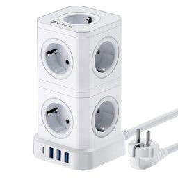 Tápegység Viking ACT94, bővíthető/kimenet:9xAC,3xUSB-A,1xUSB-C/On/Off gomb/F-típusú aljzat