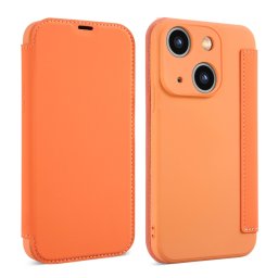 SOFTY Flip tok Apple iPhone 15 Plus narancssárga színű