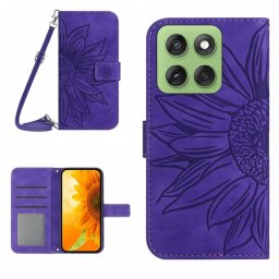 ART SUNFLOWER Pénztárca tok zsinórral Motorola Edge 60 / Edge 60 Fusion készülékhez, sötétlila