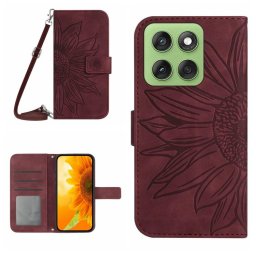 ART SUNFLOWER Pénztárca tok zsinórral Motorola Edge 60 / Edge 60 Fusion bordó színben