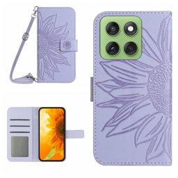 ART SUNFLOWER Pénztárca tok zsinórral Motorola Edge 60 / Edge 60 Fusion világoslila színhez