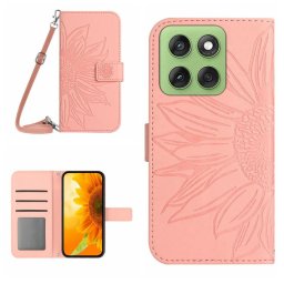 ART SUNFLOWER Pénztárca tok zsinórral Motorola Edge 60 / Edge 60 Fusion világos rózsaszín