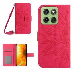 ART SUNFLOWER Pénztárca tok zsinórral Motorola Edge 60 / Edge 60 Fusion készülékhez, sötétrózsaszín