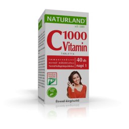 Naturland 1000 mg C-vitamin tabletta, 40 db