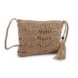 Horgolt raffia-háncs táska cipzár zárral 27x23 cm