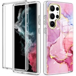 DUAL ART Tartós burkolat Samsung Galaxy S23 Ultra 5G PINK MARBLE