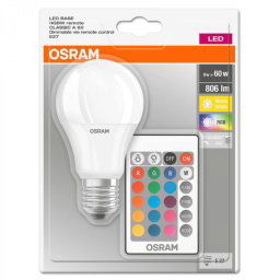 Osram LED RGBW 9W E27 szabályozható, 2700K (színváltós) + távirányító