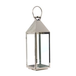 Kerti lámpa rozsdamentes acélból, üveggel,