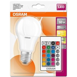 LED IZZÓ RGBW 9W E27 szabályozható, 2700K (színváltós) + távirányító Osram