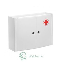 Függesztett fürdőszobai szekrény Romtatay, gyógyszerhez, polipropilén, fehér, 2 ajtós, 46 x 13 x 32 cm