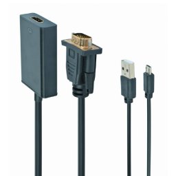 kábel VGA to HDMI adapter cable 0,15m Black Gembird PN: A-VGA-HDMI-01