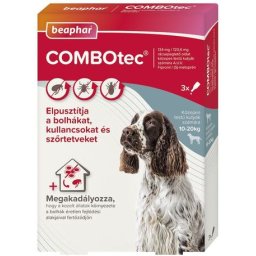 Beaphar COMBOtec spot on közepes testméretű (10-20 kg) kutyáknak (3 pipetta / doboz | 3 x 134 mg Fipronil / 120.6 mg (S)-metoprén)