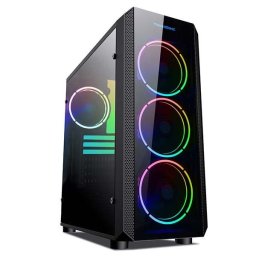 VeinX tok Mars MAR01A Mid Tower, tápegység nélkül, 3xUSB, átlátszó oldalfal, 4xARGB ventilátor 120mm, fekete