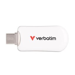 VERBATIM Pendrive, 128GB, USB-C 3.2 Gen1, VERBATIM "Plectra", fehér