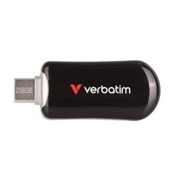 VERBATIM Pendrive, 256GB, USB-C 3.2 Gen1, VERBATIM "Plectra", fekete