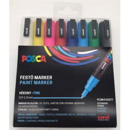 UNI Dekormarker készlet, 0,9-1,3 mm, UNI "Posca PC-3M", 8 különböző szín