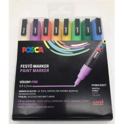 UNI Dekormarker készlet, 0,9-1,3 mm, UNI "Posca PC-3M", 8 különböző pasztell szín