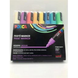 UNI Dekormarker készlet, 1,8-2,5 mm, UNI "Posca PC-5M", 8 különböző pasztell szín