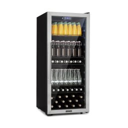 Klarstein Beersafe 7XL, hűtőszekrény, 242 liter, 5 polc, panoráma üvegajtó, rozsdamentes acél (HEA8-Beersafe-242-ss)