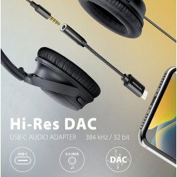 USB-C / 3.5mm jack DAC audio adapter kábel 0.1m fekete AXAGON (ADA-HC)