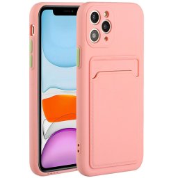 Xiaomi Redmi Note 14 Pro 5G (Global) / Poco X7, Szilikon tok, kártyatartóval, Wooze Card Slot, rózsaszín