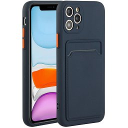 Xiaomi Redmi Note 14 Pro 5G (Global) / Poco X7, Szilikon tok, kártyatartóval, Wooze Card Slot, sötétkék