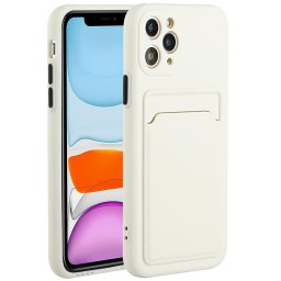 Apple iPhone 16e / 17e, Szilikon tok, kártyatartóval, Wooze Card Slot, fehér