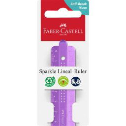 FABER-CASTELL Vonalzó, műanyag, törhetetlen, 15 cm, FABER-CASTELL "Sparkle", vegyes színek