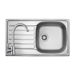 502486+SAP4-A090 - StrongSinks S1 Mohan rozsdamentes mosogató szatén 860x500 mm + ZEGOR rozsdamentes íves csaptelep szett