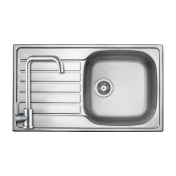 502486+SAP4-B090 - StrongSinks S1 Mohan rozsdamentes mosogató szatén 860x500 mm + ZEGOR rozsdamentes szögletes csaptelep szett