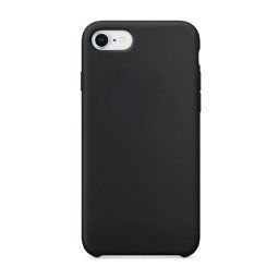 Szilikon telefonvédő (matt, mikrofiber plüss karcolásmentesítő belső, prémium) FEKETE Apple iPhone SE 3 (2022), iPhone SE 2 (2020), iPhone 8 4.7